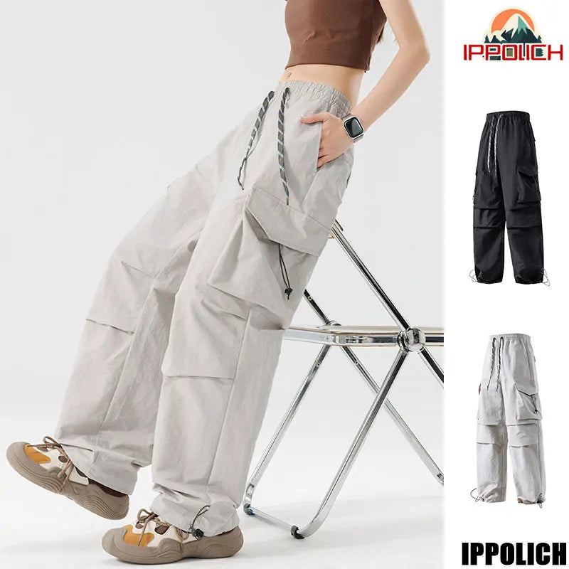 Women Hiking Pant Elastic Waist Trouser Adjustable Cuff Windproof Pant Men Outdoor Camping Pant Multiple Pockets Waterproof Pant