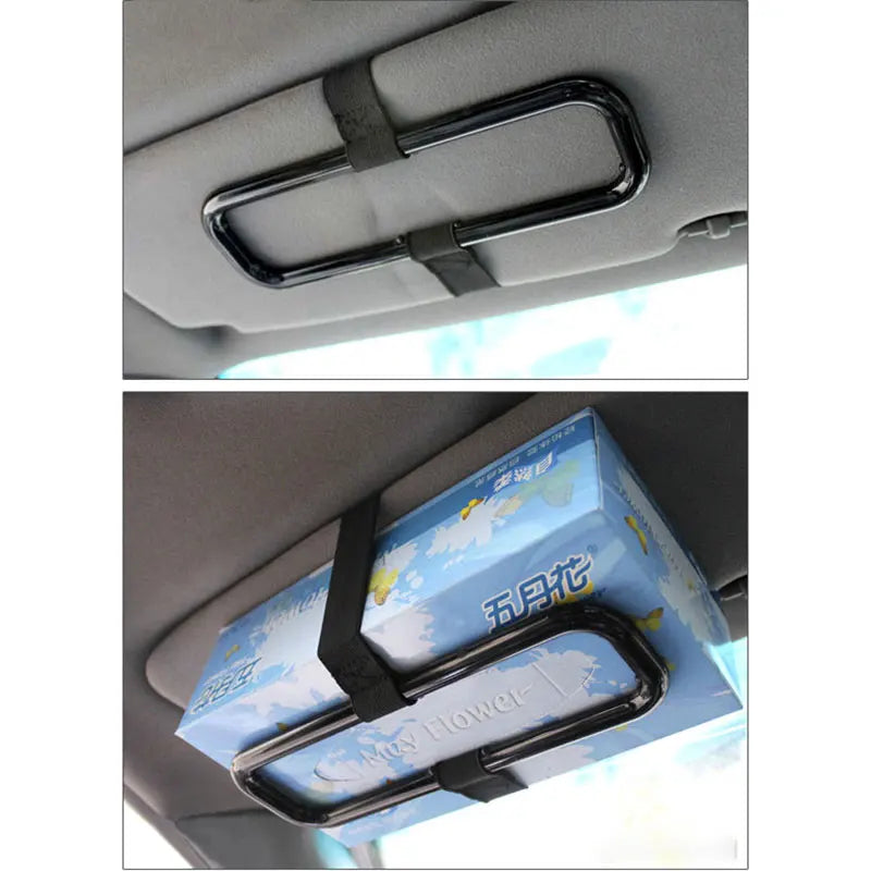Car Tissue Rack Clip For Car Universal Sun Visor Napkin Box Seat Back Tissue Holder Auto Interior Elastic Hanging Paper Cover