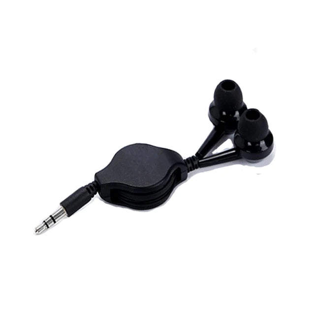 Portable 3.5mm Retractable Cable In-Ear Earphone Carry Headset Extendable Wire Earphone Straight Insert for MP3 MP4 0.8m Cable