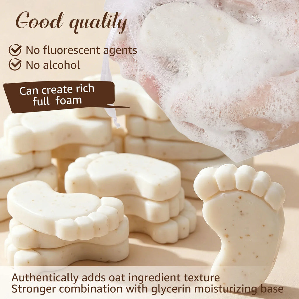 50 Sets Baby Shower Favors Cute Footprint Oatmeal Glycerin Soaps with Organza Bag and Thank You Card Keepsake Present for Guests
