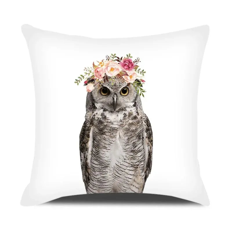 Adorable Pets With Flower Double-sided Printed pillow cover Short plush Suitable living rooms bedrooms sofas throw cushion cover
