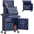 Portable 5-Drawer Metal Tool Chest with Wheels, Lockable Storage Cabinet for Workshop and Garage (Blue)