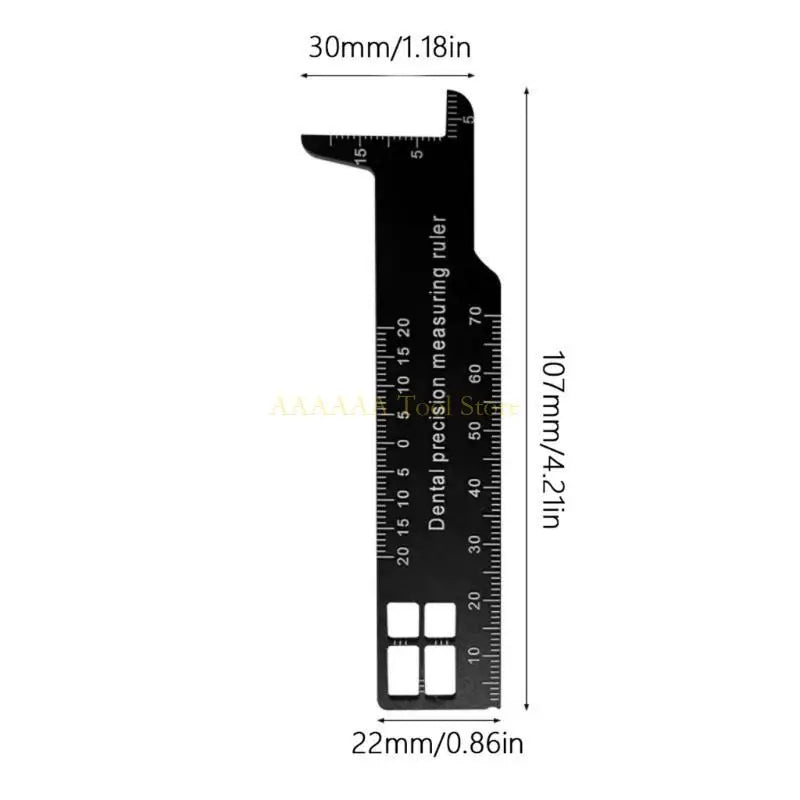 A2BE Aluminum Ruler Precisions Dental Tool Clear Scale for Exact Dental Measurements