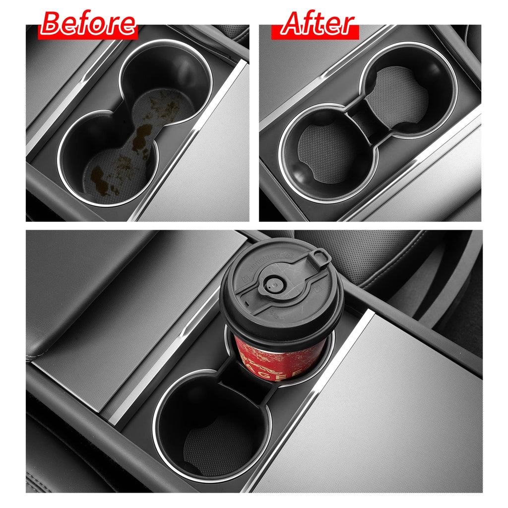 Smabee for Tesla Model Y Juniper Launch/Standard RWD/YL 2025 2026 Car Central Console Water Cup Holder TPE Cup Box Tidying﻿