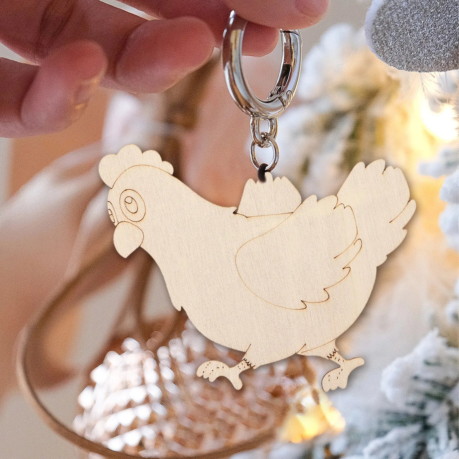 10pcs/set Unfinished Wooden Chicken Cutouts Blank Wooden Ornaments Thanksgiving Supplies for DIY Painting Party Decora Hanging
