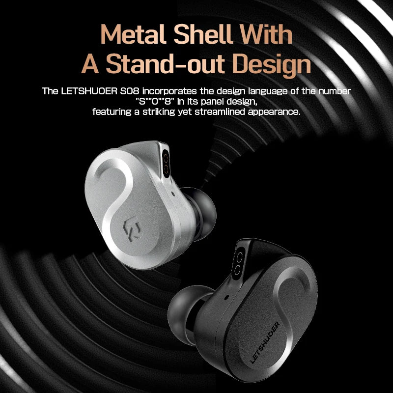 Letshuoer S08 Fourth Generation in Ear Monitor, Dual-coil 13mm Planar Magnetic Driver HiFi Wired in Ear Earphones IEM