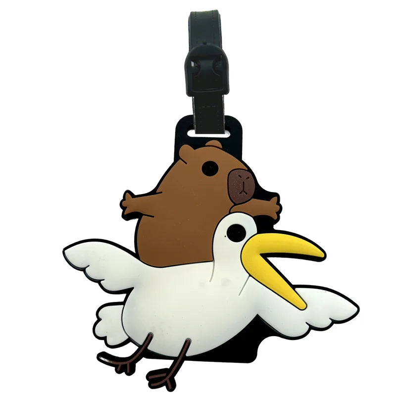 Travel accessories, luggage tags, cartoon capybara, PVC luggage, ID card, address holder, luggage boarding tag, portable tag