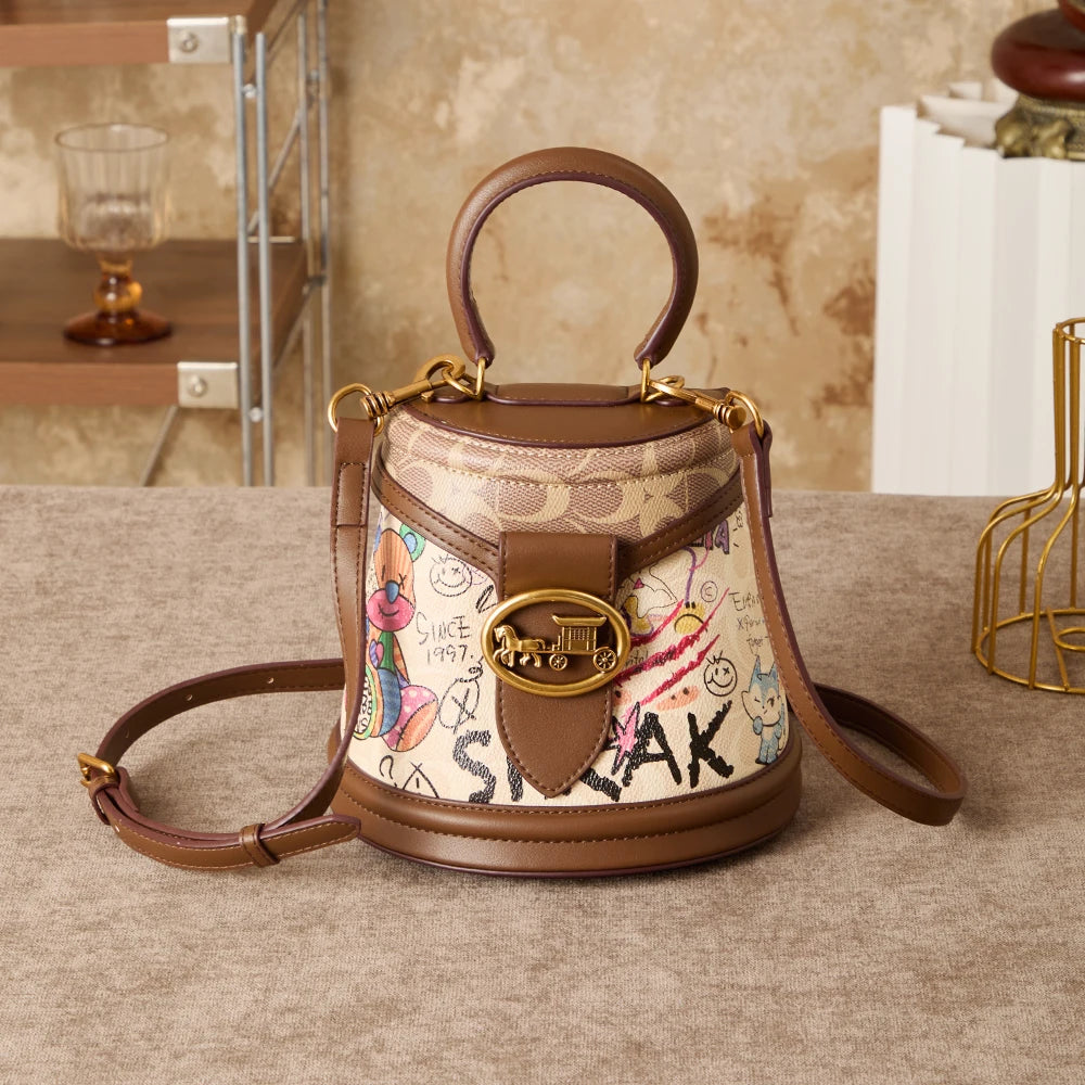 Women's Handbag 2026 New Four Seasons Fashion Round Bucket Bag, a must-have for women's daily life, crossbody shoulder bag for c
