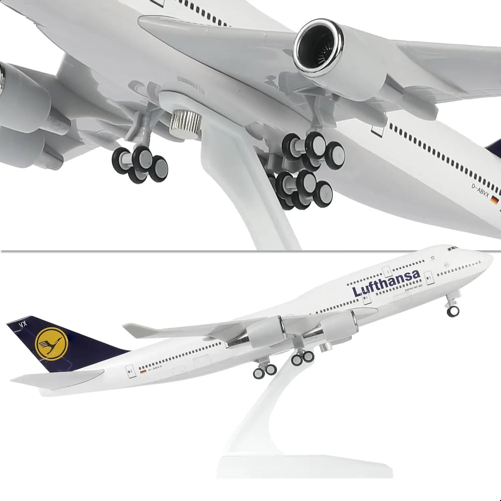 30cm Diecast Resin Airplane Model 1/240 Scale Lufthansa B747 With Display Stand Wheel Collectible Aircraft For Aviation Gift