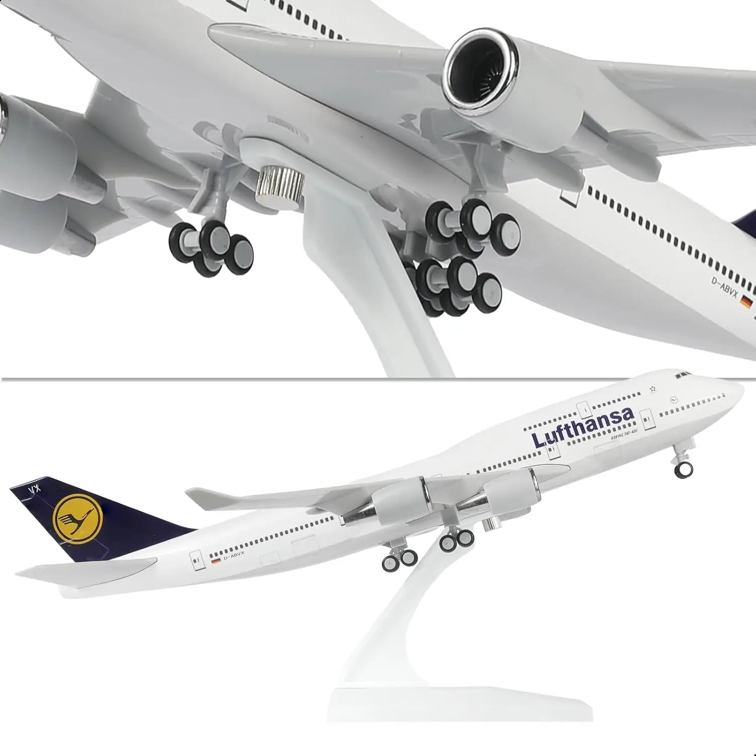 30cm Diecast Resin Airplane Model 1/240 Scale Lufthansa B747 With Display Stand Wheel Collectible Aircraft For Aviation Gift