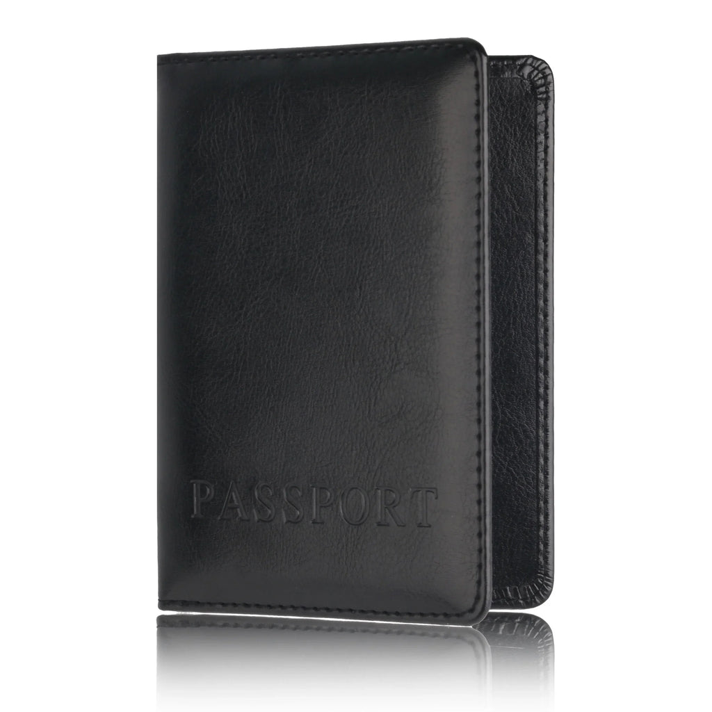 Unisex Simple PU Leather Travel Passport Holder Cover Case for Men Women Document Ticket Protective Multi-card Slot Storage Bag
