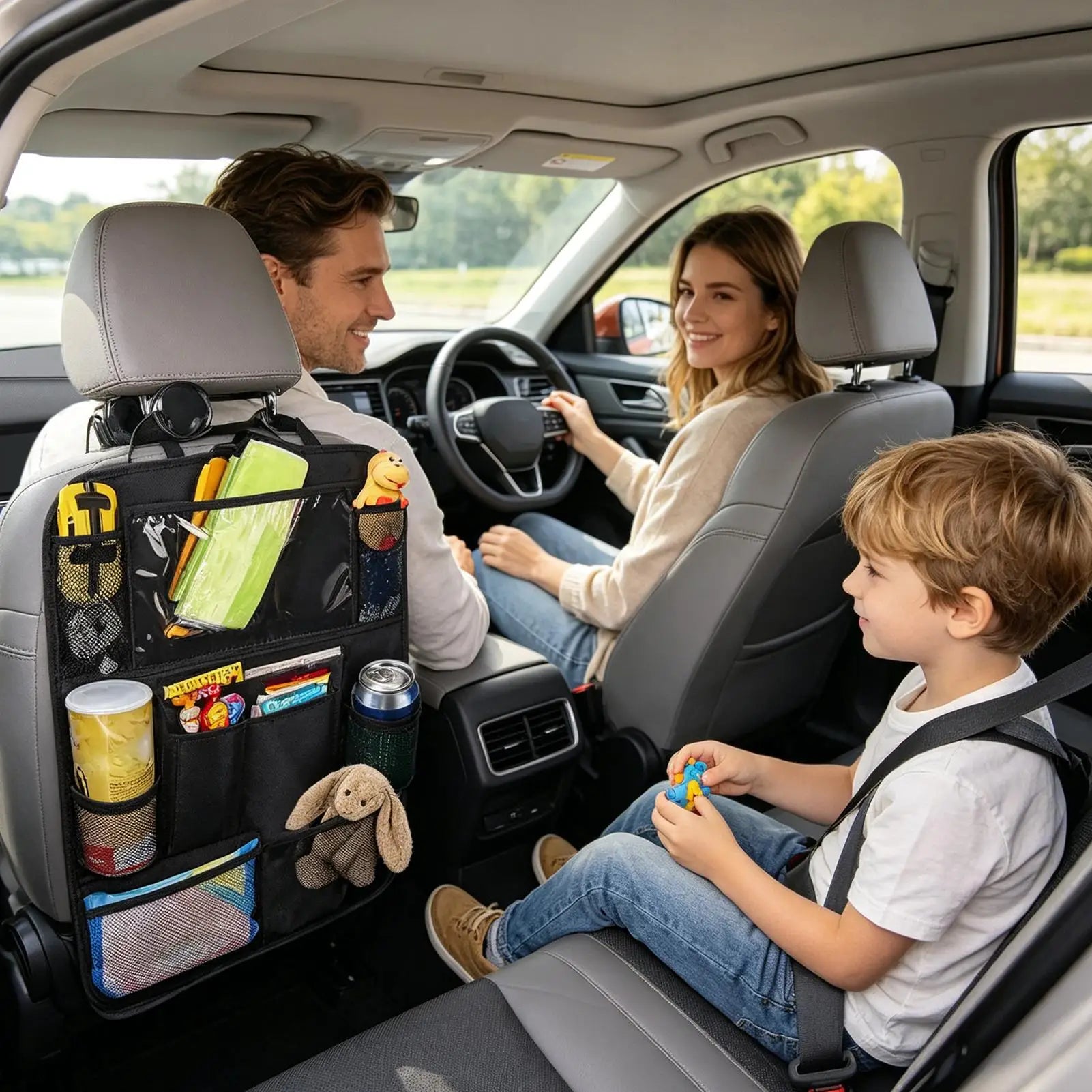Car Backrest Hanging Pocket Anti Dirty Protective Layer Reasonable Partition Layout Convenient Storage Bag For Road Trip Sundrie