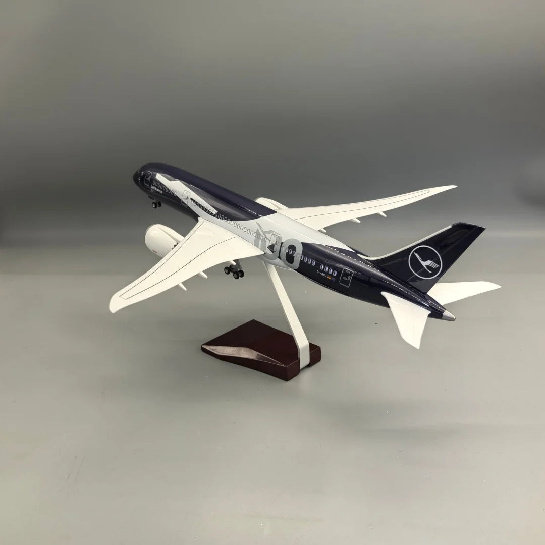 43CM model planes Lufthansa 787 German 100years Diecast  Airplane Model Kits Resin W Light and Wheel Collectible for Aviation