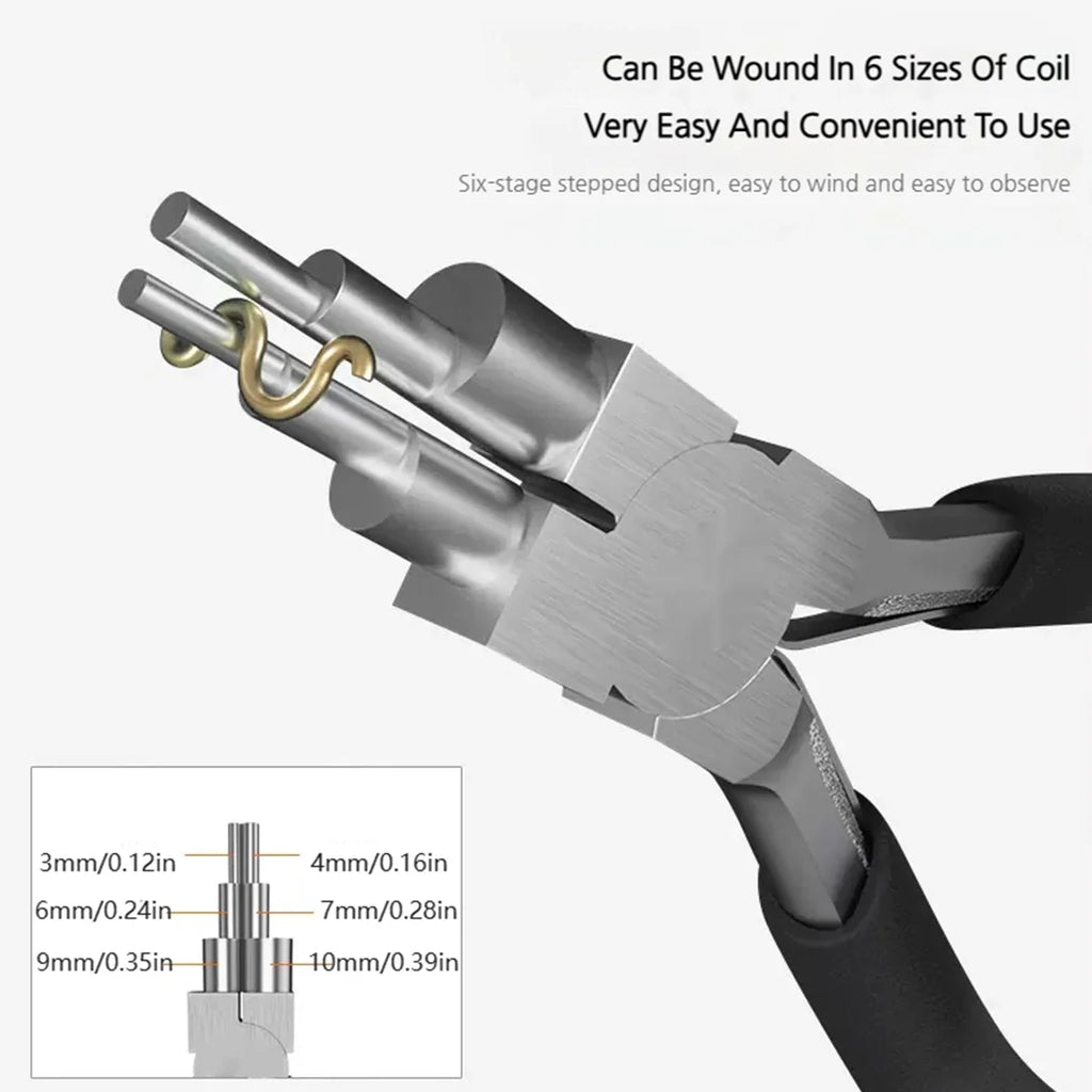 Professional Jewelry Pliers 6in1 Multi-Size Looping & Bail Making Tool with Non-Slip Handle for DIY Craft