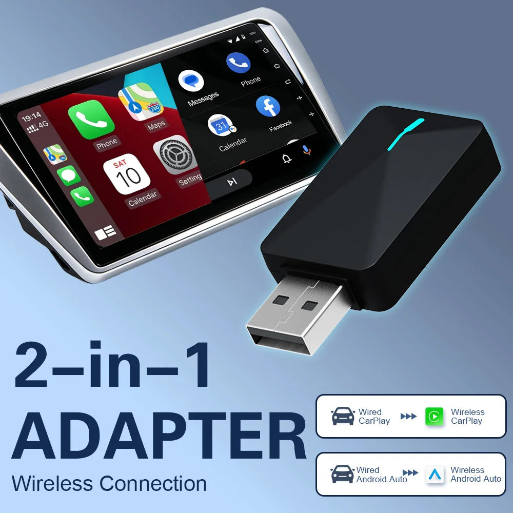 For Hyundai Kia Mazda Mini U3 Smart Box Wireless Carplay Adapter& Android Auto Dongle OTA For Car Wired to Wireless CP/AA
