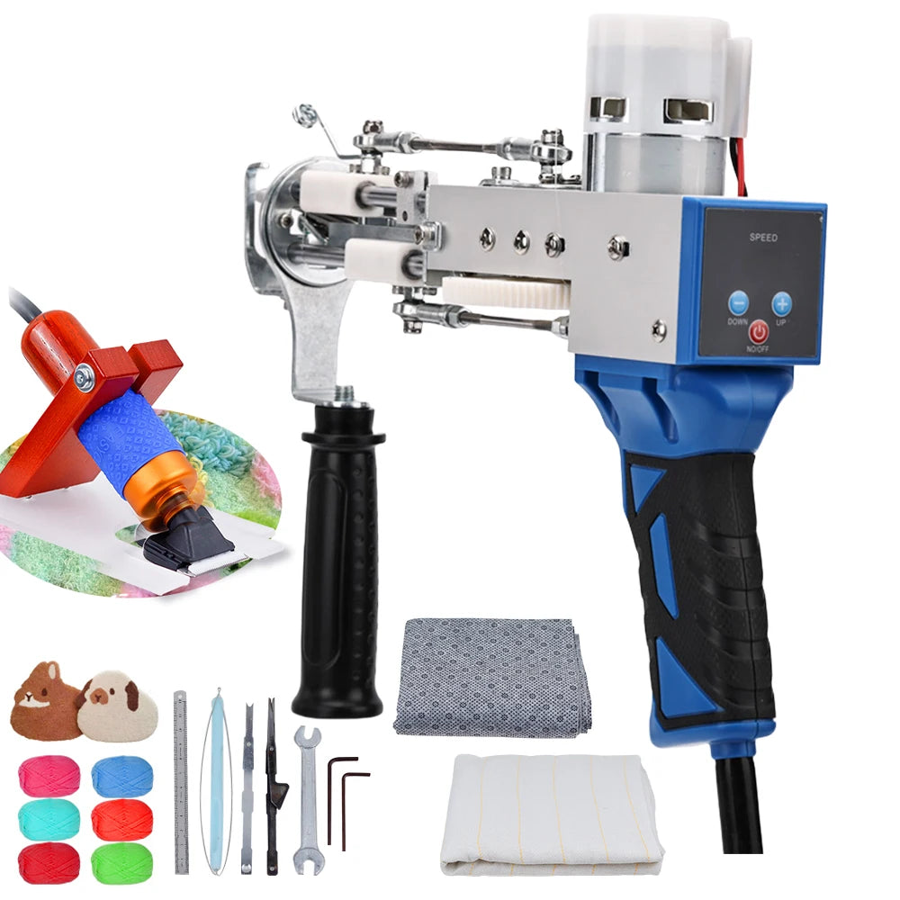 Tufting Gun 2 in 1 Set Electric Carpet Tufting Gun Electric Carpet Tapis Knitting Tufting Pistol Weaving Flocking Rug Machine