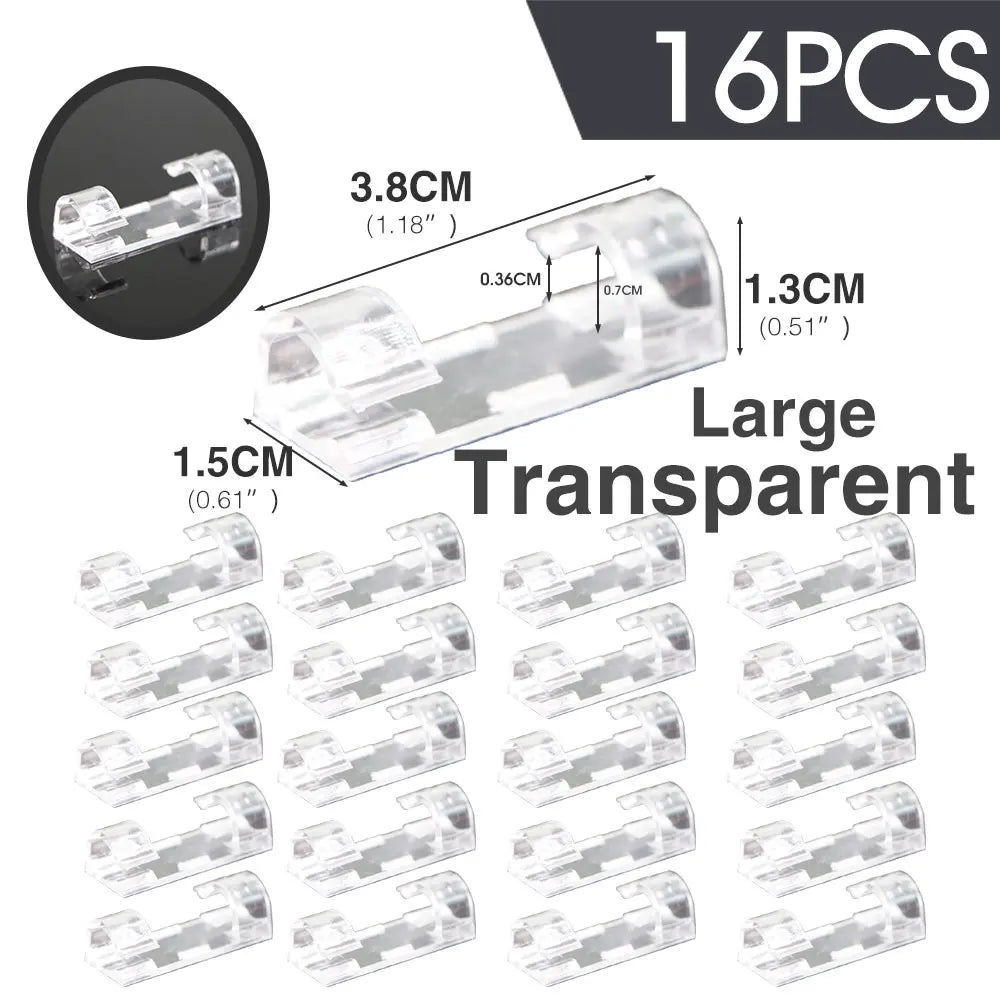 16/20PCS Self-adhesive Cable Clamping Organizer Drop Wire Holder for Home Desk Line Manager Fixed Clip Net Cable Collator Winder
