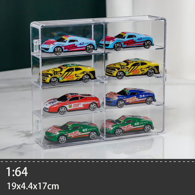 1/32/64 Transparent Acrylic Car Model Display Cabinet 8 Lattice Dustproof Storage Box Hot Wheels Matchbox Toy Storage Box