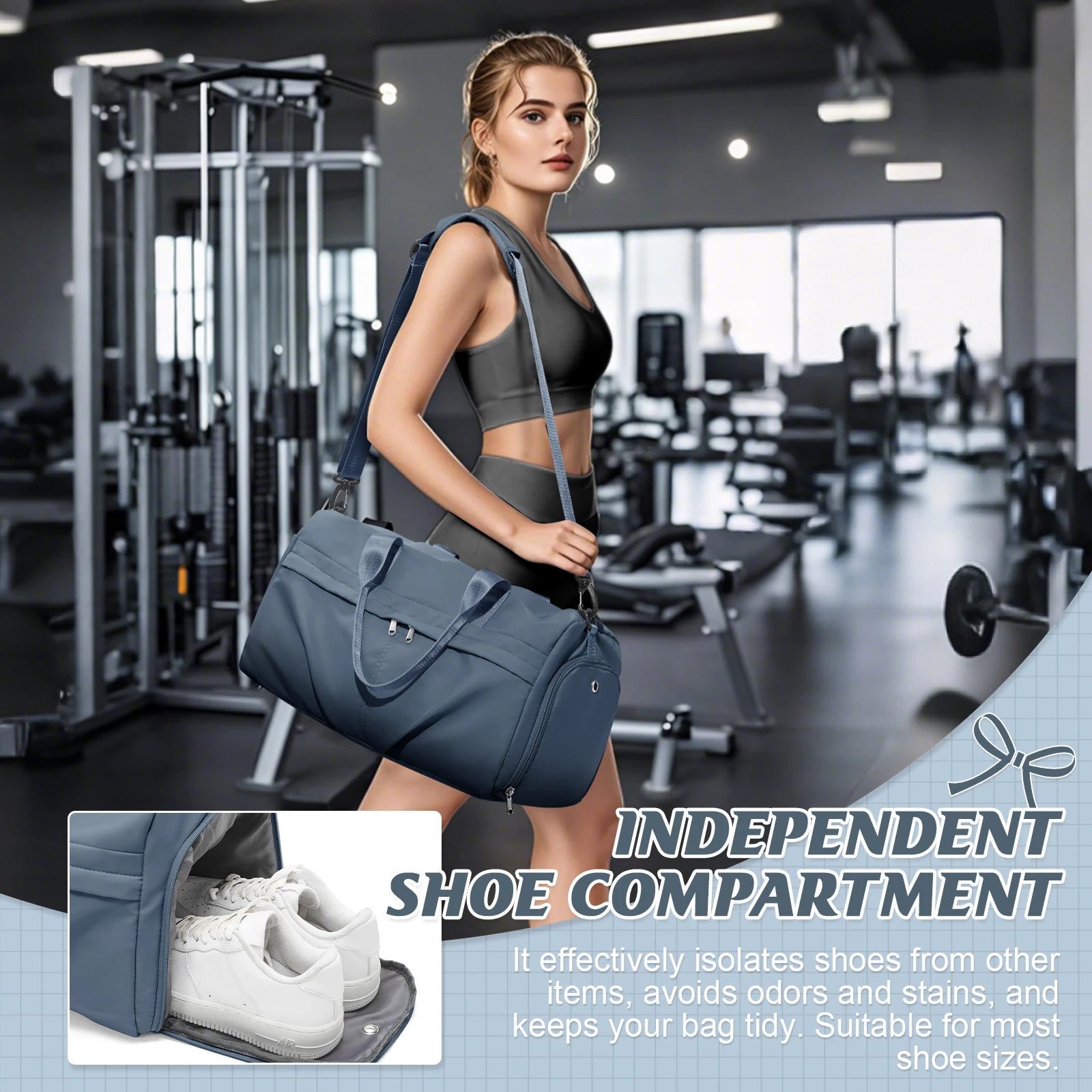 Carry-On Luggage Travel Bag Duffle Bag Large Capacity Durable Nylon Tote with Multiple Compartments，Men Women Sports Fitness Bag