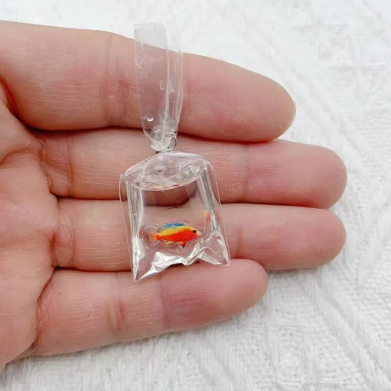 10pcs simulation transparent water bag small fish goldfish carp DIY jewelry accessories keychain pendant earrings accessories