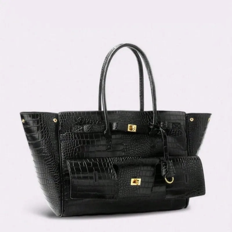 Luxury Leather Diaper Bag For Women Minimalist Design Handbag Elegant Classic Commuter Large Capacity Bag