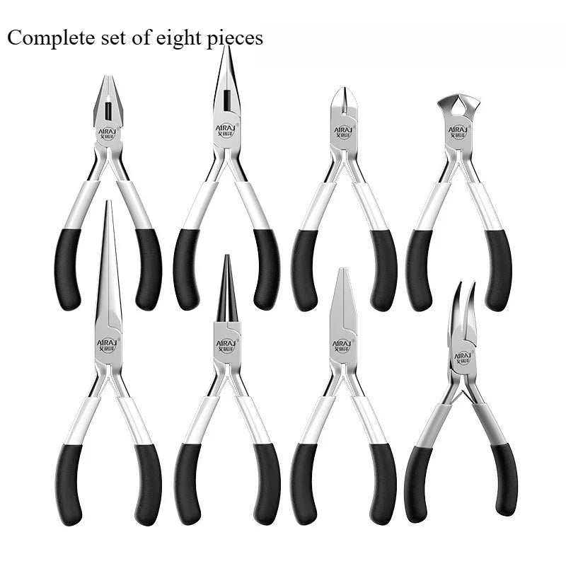Mini Pointed Toothless Flat Mouth Extended Needle Mouth Oblique Mouth Pliers Flat Mouth Wire Binding Pliers Set