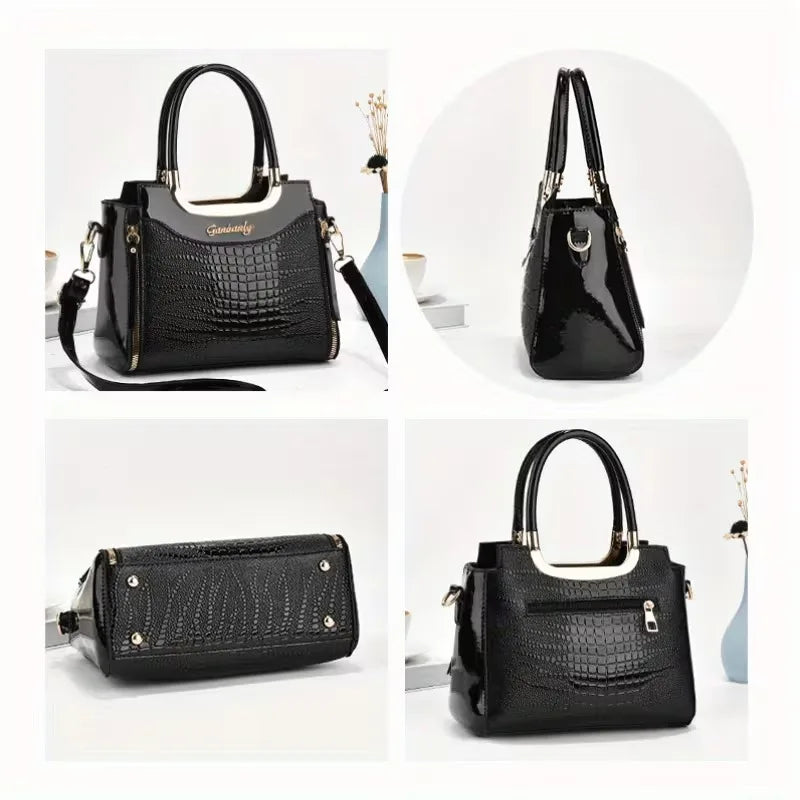 Fashionable Lady's Crocodile-pattern Embossed Shoulder Bag, with A Lightweight Cross-body Design, High-quality Handbag