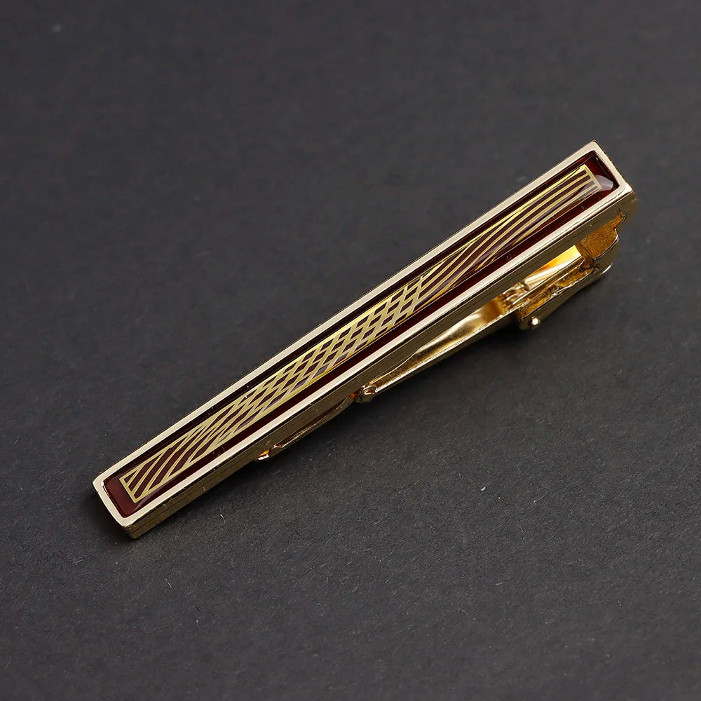 New High Quanlity Classic Golden Sliver 6cm Designer Metal Tie Clips Set Necktie Pin For Men Business Banquet Accessories Gift