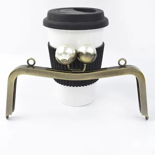 1/2/3Pcs 20cm Metal Bag Handle Retro Pearl Kiss Clasp Lock Buckle Purse Frame DIY Sewing Handbag Brackets Hardware Accessories