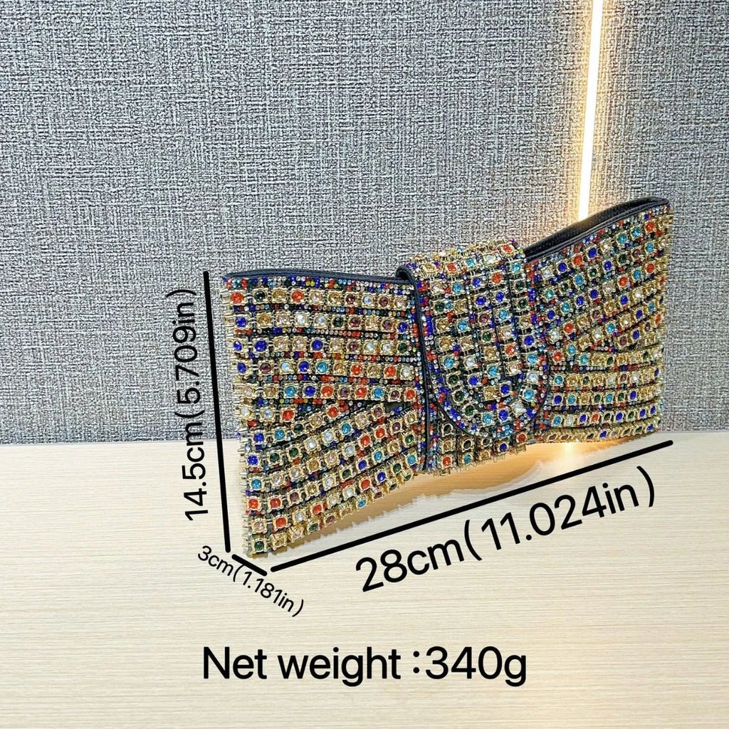 2025 Luxury Bow Design Sequin Dinner Clutches Metal Chain Shoulder Bag Wedding Reception Storage Bag Haute Banquets Evening Bags