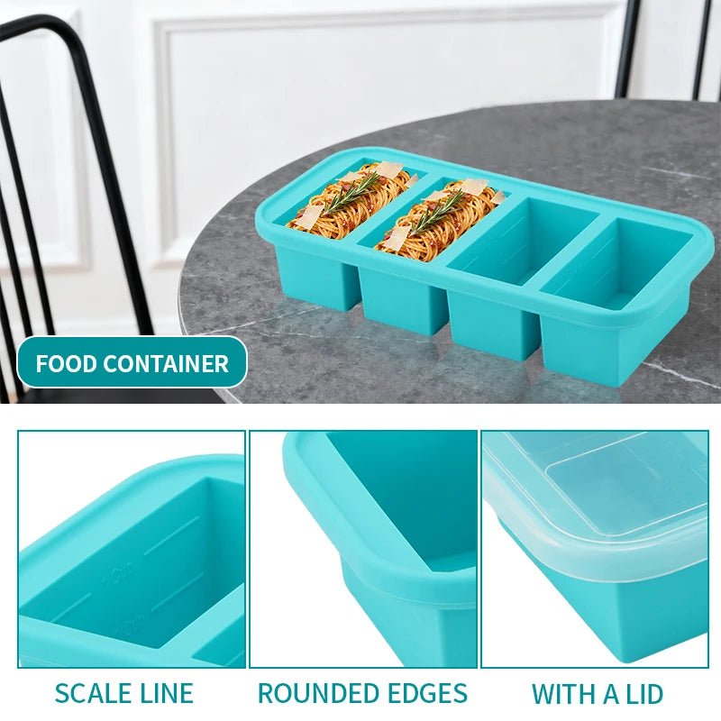 2 or 3-piece Silicone Freezer Tray Mold with Lid, Storage Box Food Box, Storage Containers for Soup, Broth, Meal Prep, Ice Cubes