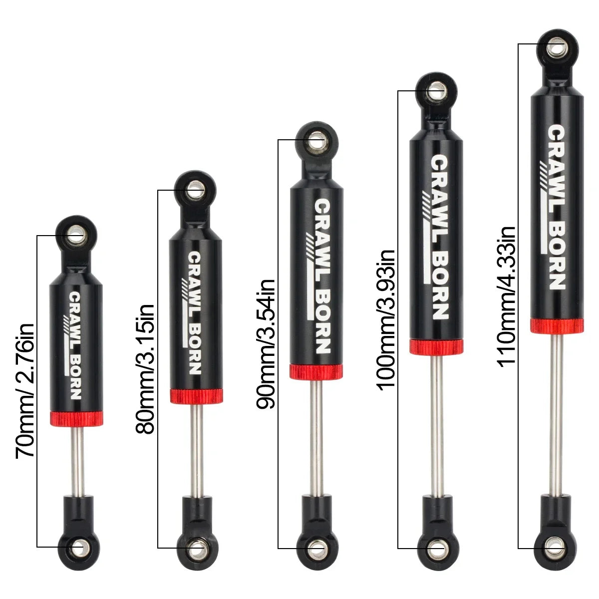 1/10 RC Crawler 4pcs Shock Absorber 70/80/90/100/110mm Metal Spring Suspension for Axial SCX10 TRX4 D90 Capra Redcat 90046