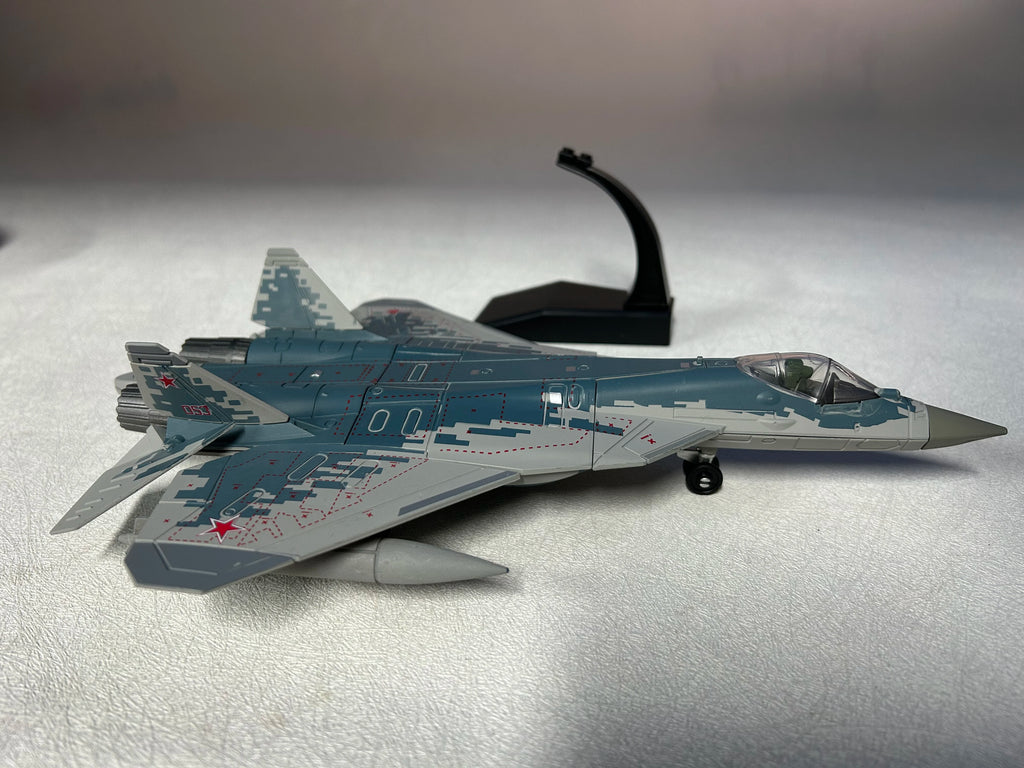 Aircraft Model Toy 1/72 Scale Russian SU57 Sukhoi SU-57 Fighter Jet Airplane Metal Military Finished ABS Diecast Simulation Gif