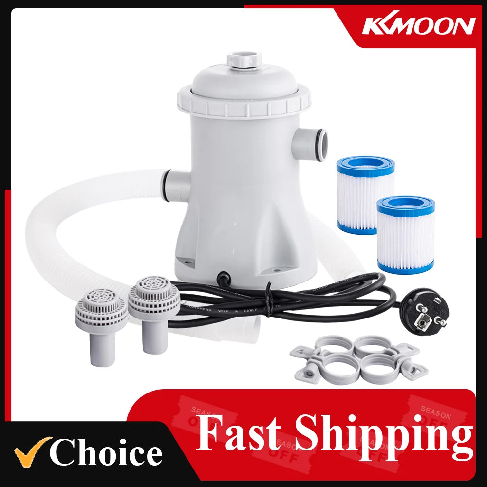 Pool Filter Pump 330 GPH Paddling Pool Electric Water Pump With 2 Pool Filter Cartridge Pool Pumps Ground Small Pool Filter Pump