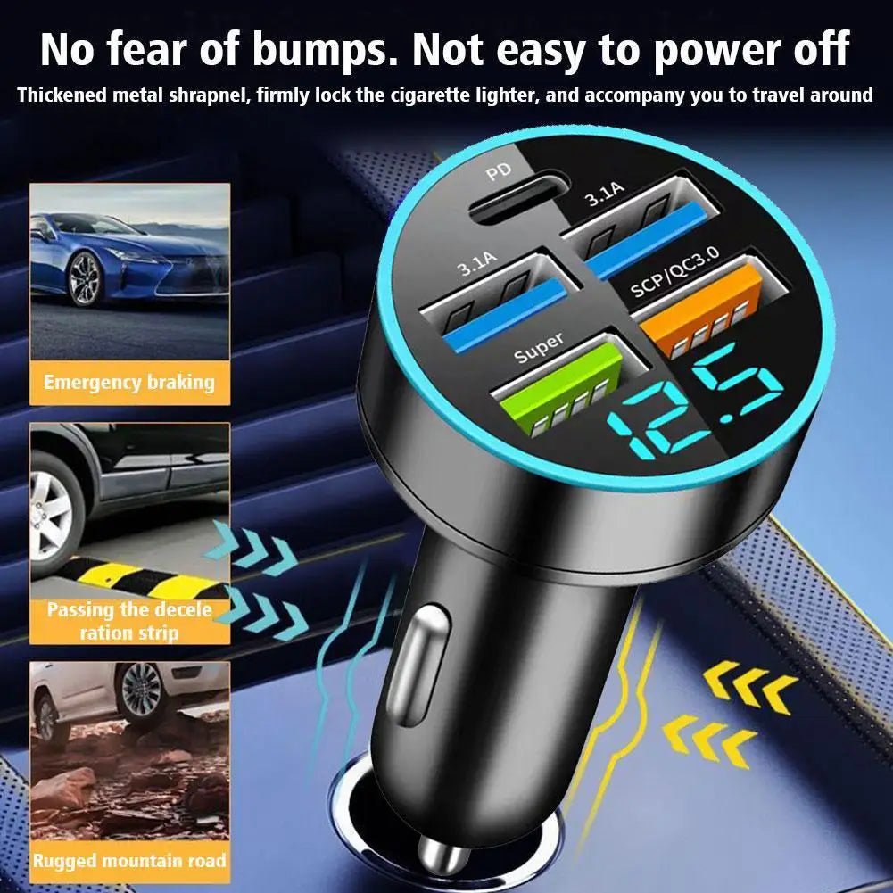 Newly Digital Display Car Charger 4usb Dual 3.1a+super+qc9.0 66w Fast-Charge Pd Auto Parts