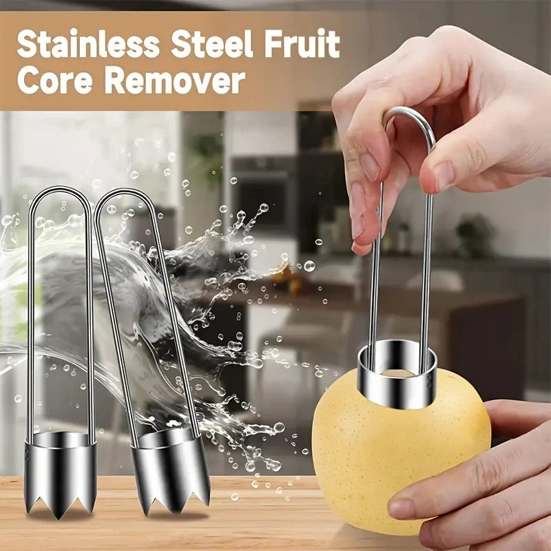 Stainless Steel Fruit Vegetable Corer, Efficient Core Remover Tool for Apple Pepper Tomato Cucumber, Easy Home Kitchen Gadget