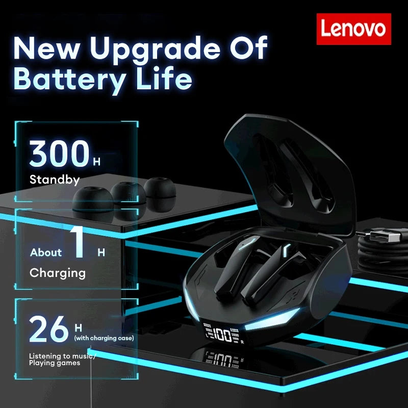 New Lenovo XT53 Wireless Upgrade Bluetooth 5.4 Earbuds LED Digital Display Waterproof Earphones HD Call Low Latency Game Headset