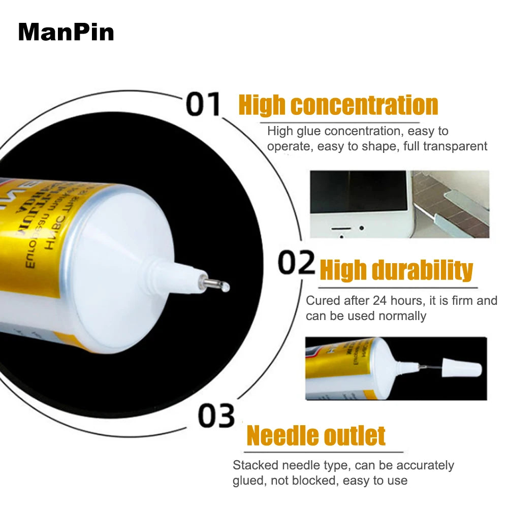 E800 Glue Adhesive Phone Screen Back Cover Middle Frame Warped Edge DIY Handicrafts Metal Paste Screwdriver Crowbar Repair Tool