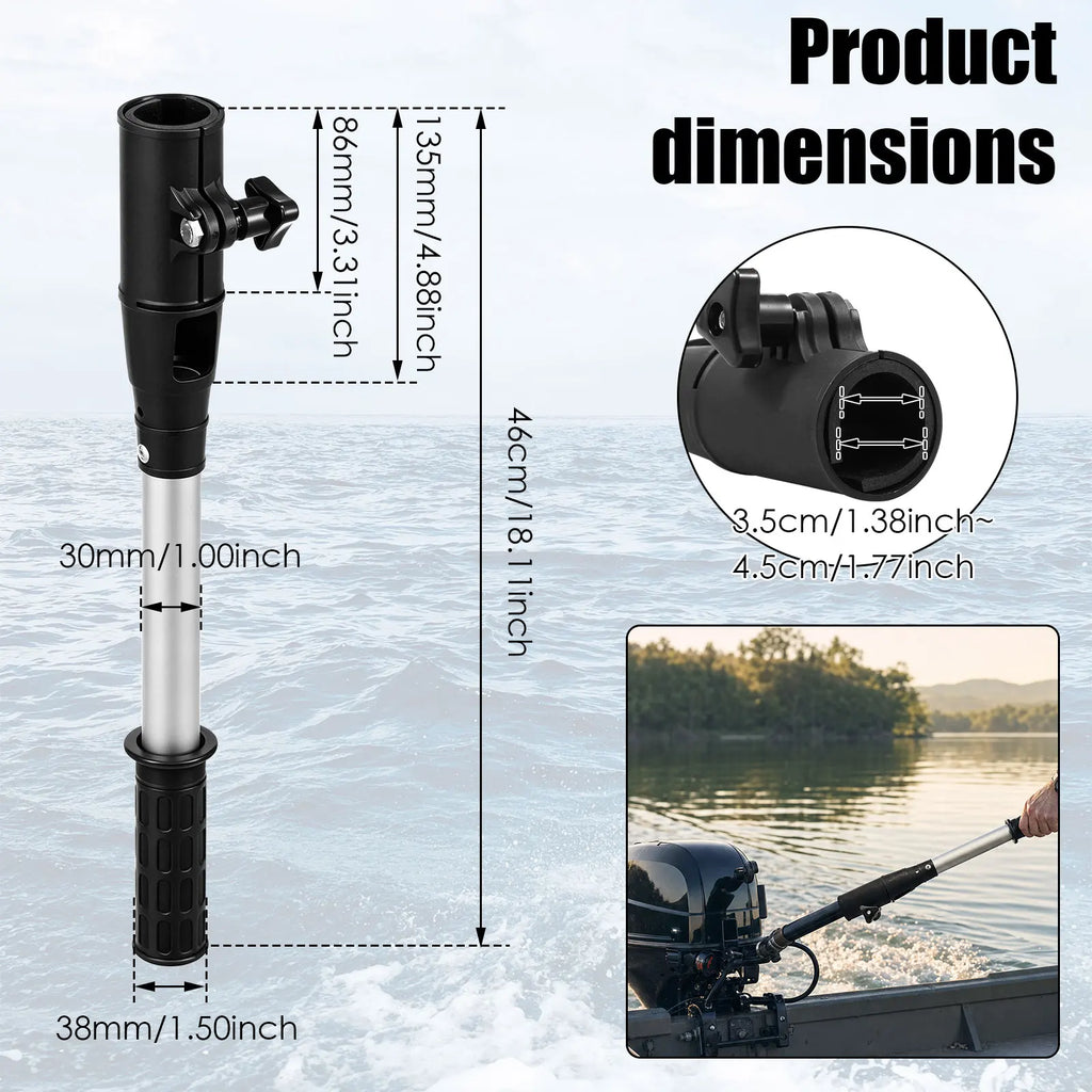 Outboard Motor Tiller Extension Handle Marine Boat Steering Rod Adjustable Aluminium Locking Grip for Electric Thruster