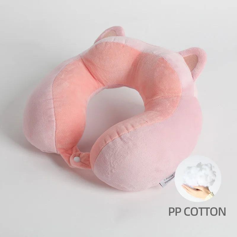 Wholesale Strawberry Bear Micro Fiber Soft Fluffy U Shape Pillow For Airplane Rest