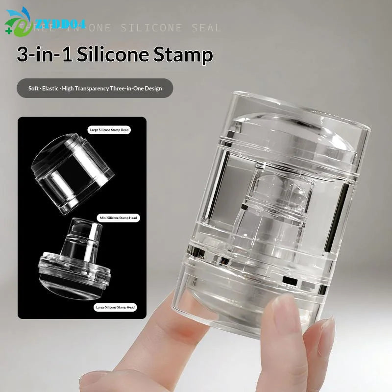 ●Jelly Silicone Nail Stamper With Dust Cover Transparent Nail Templates Stamp For Stamping Polish Printing Manicure Tools