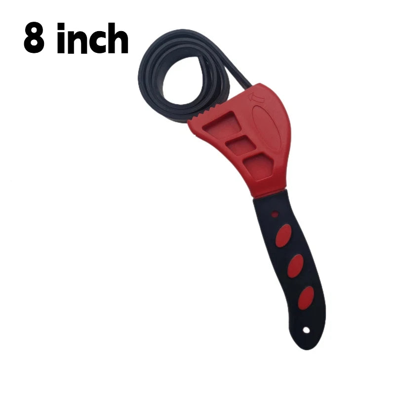 1Pcs 6/8inch Belt Wrench Oil Filter Puller Strap Spanner Chain Wrench Strap Opener, Adjustable Disassembly Tool