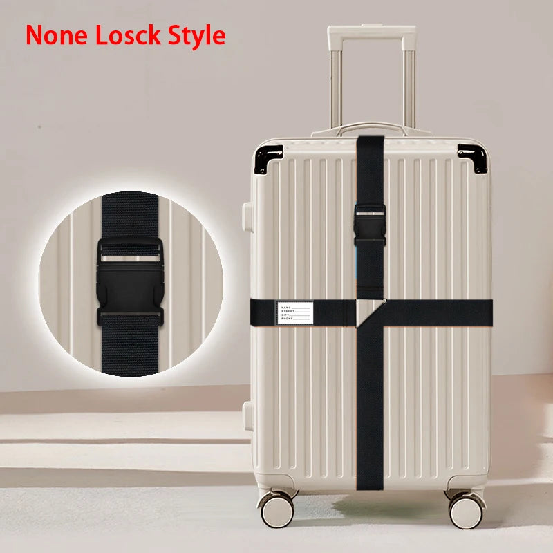 Nylon Cross Luggage Straps with Name ID Card Adjustable Bundling Packing Baggage Belt Password Lock Anti-lost Travel Accessories