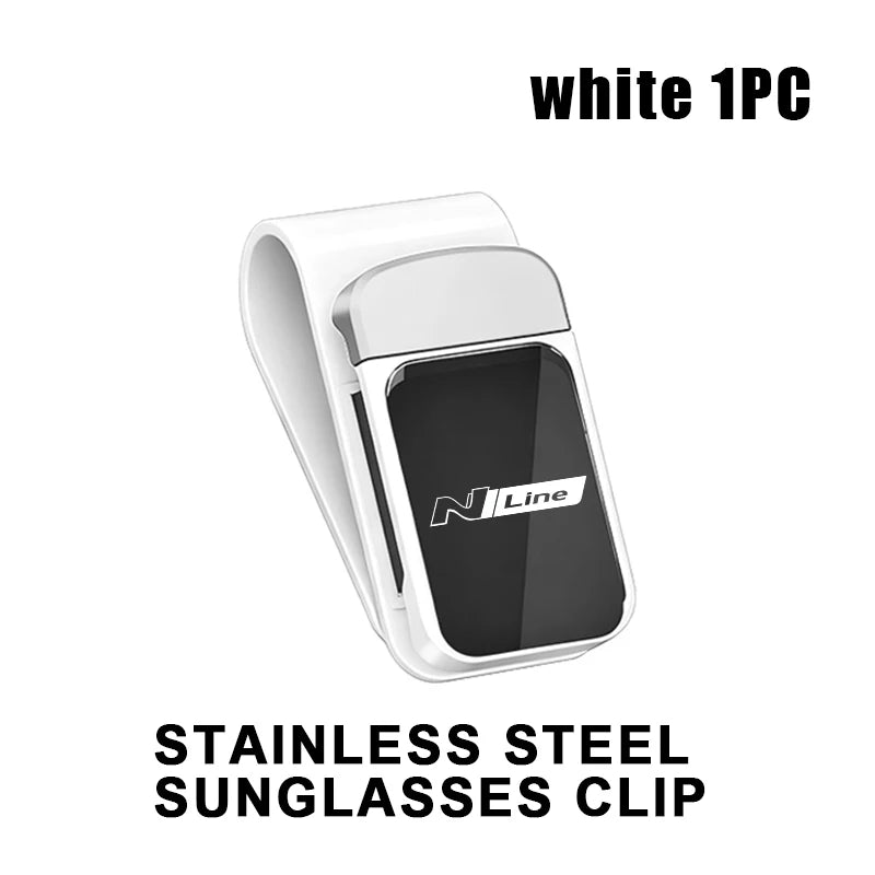 Car Stainless Steel Card Ticket Holder Sun Visor Glasses Clip For Hyundai N Line i20 i30 Sonata Tucson Azera Elantra Veloster