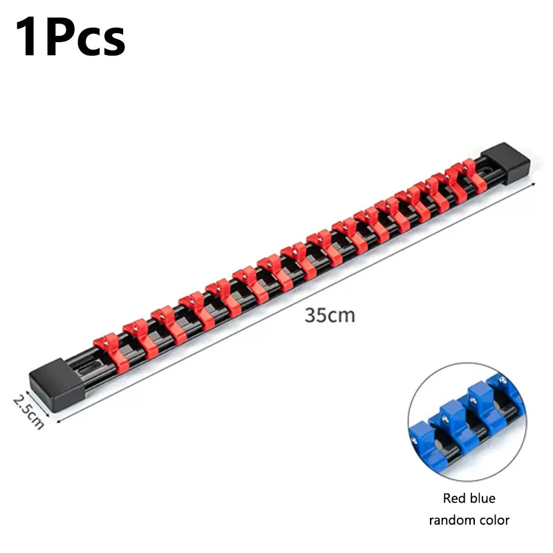 1Pcs 1/4" 3/8" 1/2" ABS Socket Organizer Universal Adjustable Socket Wrench Rail Holder Portable Red&Blue Organizer Home Tool
