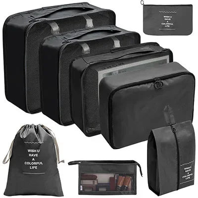 8/9PCS Set Packing Cubes For Travel Waterproof Clothes Underwear Shoes Toiletries Organizer Tidy Pouch Travel Storage Bag