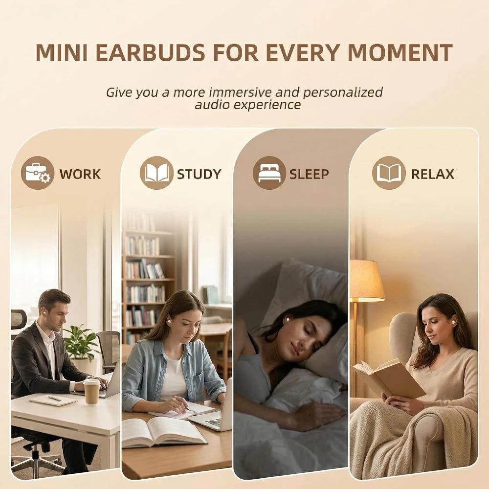 Sleep Invisible Earphone Mini Hidden Headphones in Ear IPX5 Waterproof Wireless Bluetooth Earbuds with Mic HIFI Music Headset
