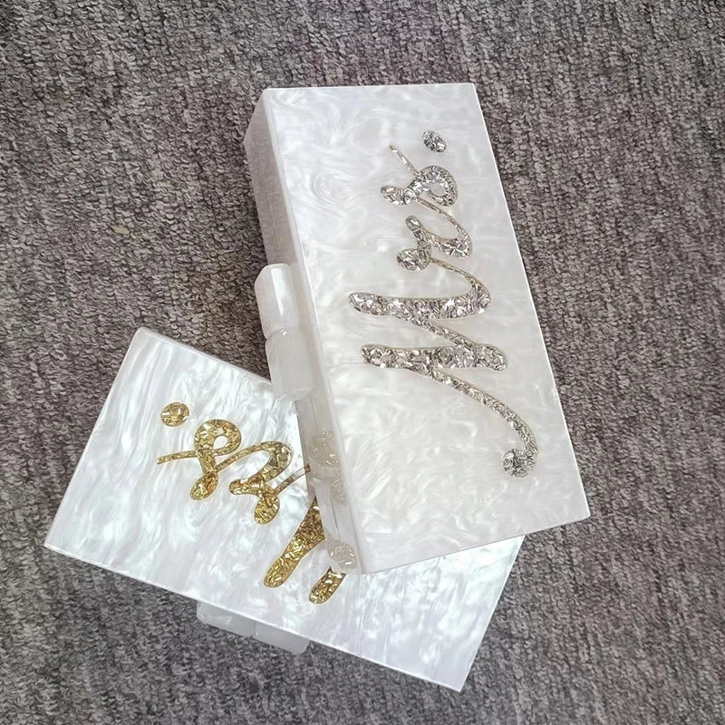 Mirror Luxury Bags Designer Party Handbag Shoulder White Acrylic Clutch Brand Evening Personalized Custom Name High Grade Store