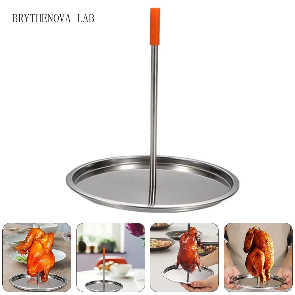 Stainless Steel Vertical Skewer Stand for Roasting Meat Whole Steak Chicken Tacos Al Pastor Shawarma Kebabs