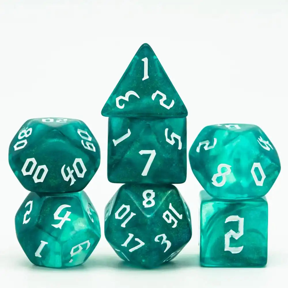 DND Glitter Dice Set 7Pcs/Set Sickle Font D4 D6 D8 D10 D% D12 D20 Polyhedral Dice for Dungeons&Dragons Role Playing Board Games